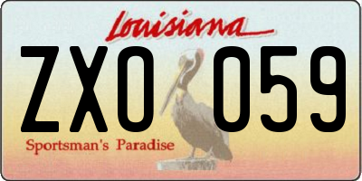 LA license plate ZXO059