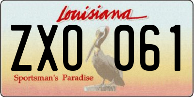 LA license plate ZXO061