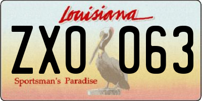 LA license plate ZXO063