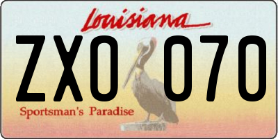 LA license plate ZXO070