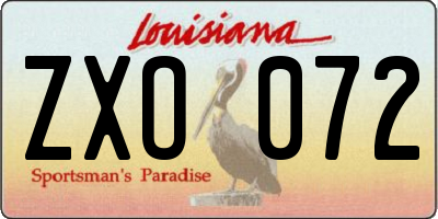 LA license plate ZXO072
