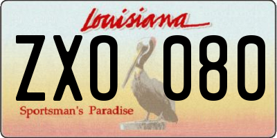 LA license plate ZXO080