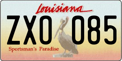 LA license plate ZXO085