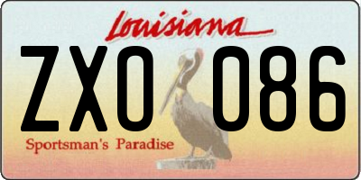 LA license plate ZXO086