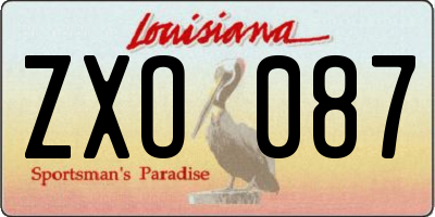 LA license plate ZXO087