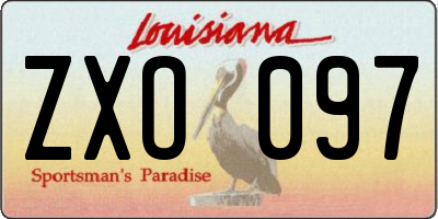 LA license plate ZXO097