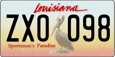 LA license plate ZXO098