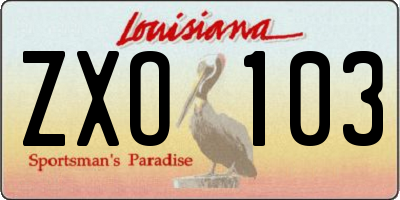 LA license plate ZXO103