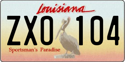 LA license plate ZXO104