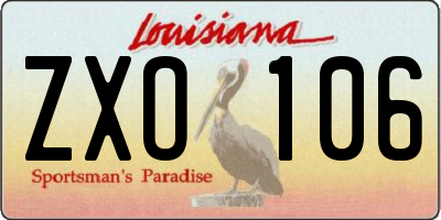 LA license plate ZXO106