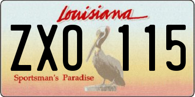 LA license plate ZXO115