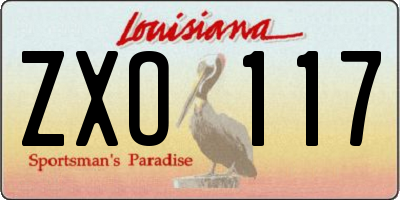 LA license plate ZXO117