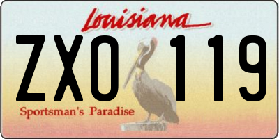 LA license plate ZXO119
