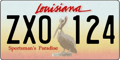 LA license plate ZXO124