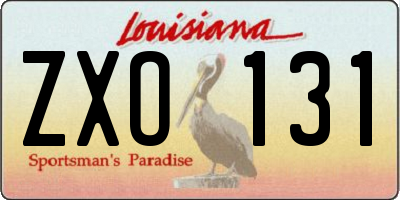 LA license plate ZXO131