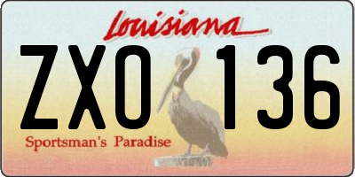 LA license plate ZXO136