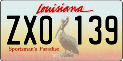 LA license plate ZXO139