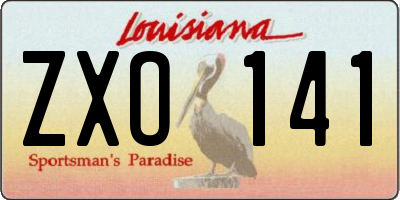 LA license plate ZXO141