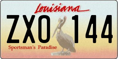LA license plate ZXO144