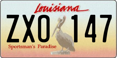 LA license plate ZXO147