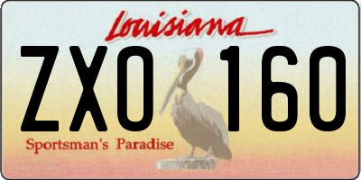 LA license plate ZXO160