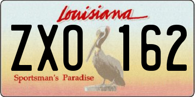 LA license plate ZXO162