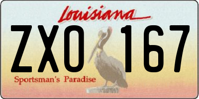 LA license plate ZXO167