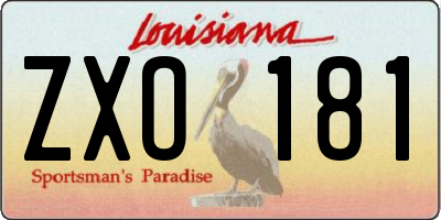 LA license plate ZXO181