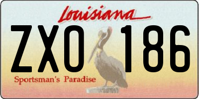 LA license plate ZXO186