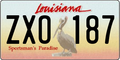LA license plate ZXO187
