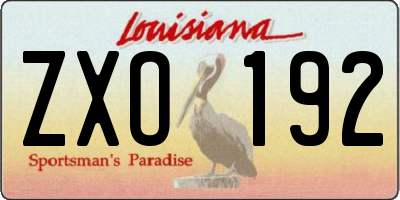 LA license plate ZXO192