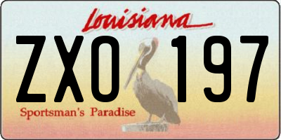LA license plate ZXO197