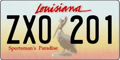 LA license plate ZXO201