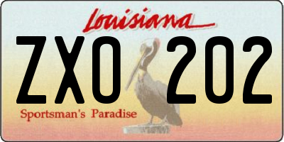 LA license plate ZXO202