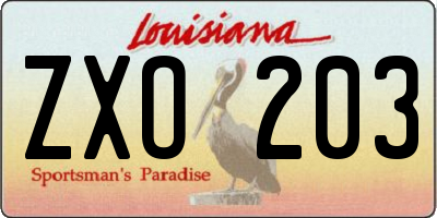 LA license plate ZXO203