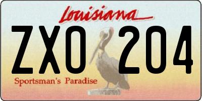 LA license plate ZXO204