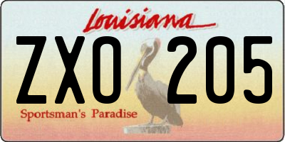 LA license plate ZXO205