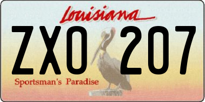 LA license plate ZXO207