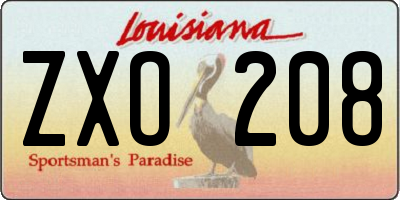 LA license plate ZXO208