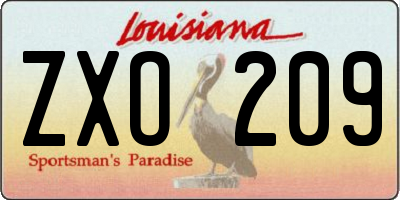 LA license plate ZXO209