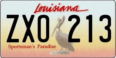 LA license plate ZXO213