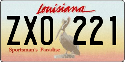 LA license plate ZXO221