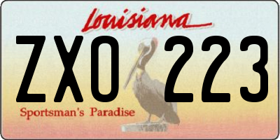 LA license plate ZXO223