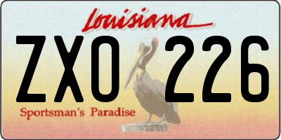 LA license plate ZXO226