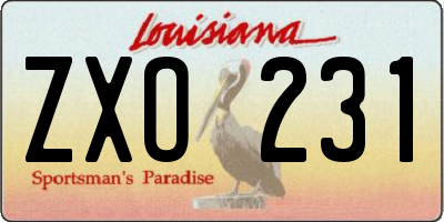 LA license plate ZXO231