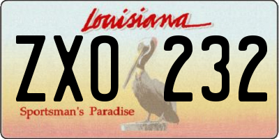 LA license plate ZXO232