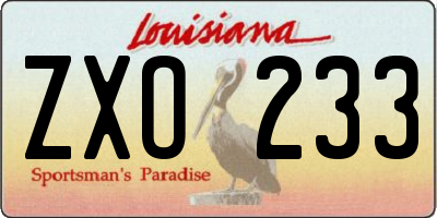 LA license plate ZXO233