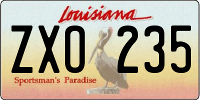 LA license plate ZXO235