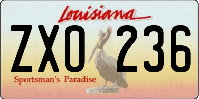 LA license plate ZXO236