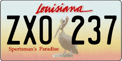 LA license plate ZXO237
